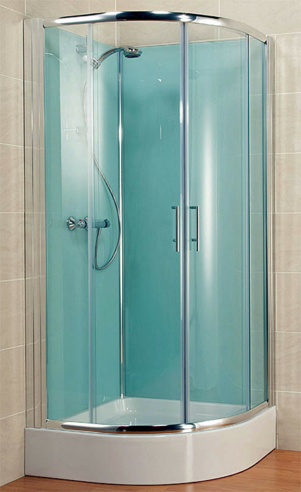 eine kleine moderne duschkabine - in der ecke