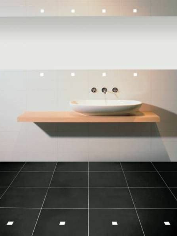 modernes-bad-led-fliesenbeleuchtung-elegantes weißes waschbecken und boden in schwarz