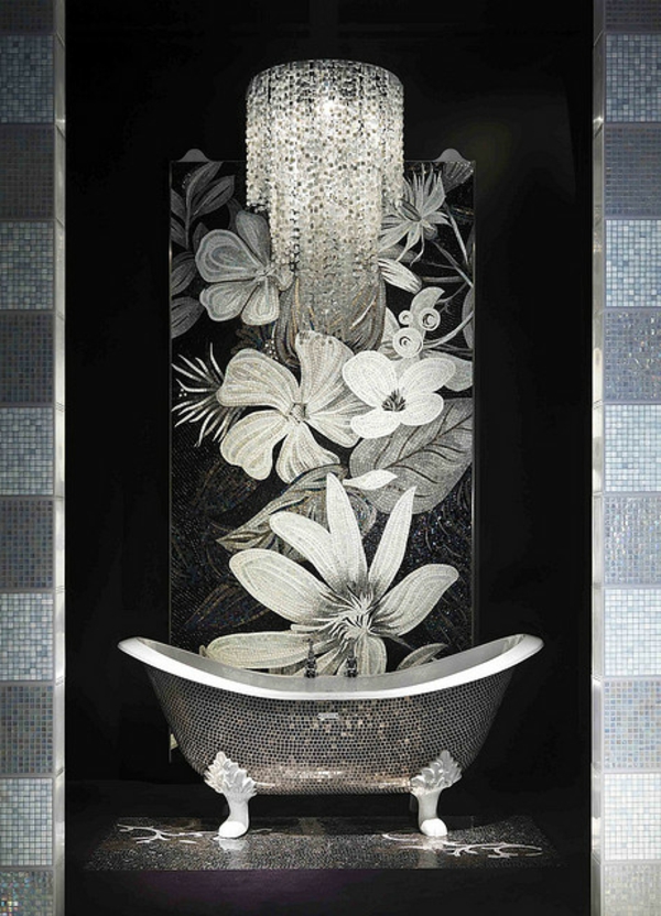super-elegantes-bad-mit-mosaikfliesen - einmaliges design von badewanne