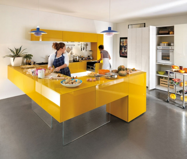 Küchengestaltung-mit-Farbe-Gelb-Idee