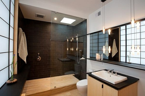 geflieste-dusche-im-modernen-badezimmer - dunkel braune farbe