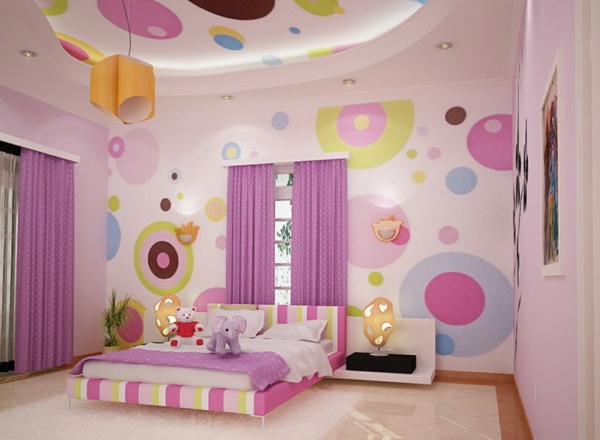 -Kinderzimmer-Schlafzimmer-in-Rosa-und-Lila-originelle-Idee