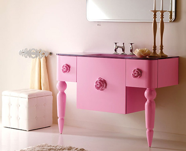 Schlafzimmer-in-Rosa-rosa-Schreibtisch