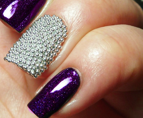Silver-and-violet-caviar-nail-art