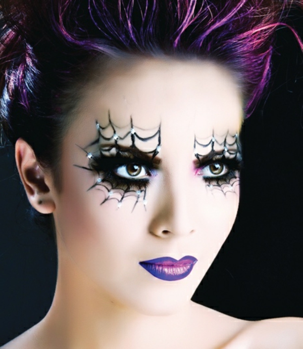 halloween-make-up-ideen-hexe-spinnennetz-malen