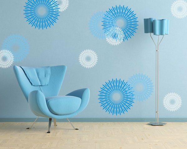 Blaue-Wand-faszinierendes-Design-moderne-und-coole- Wandgestaltung