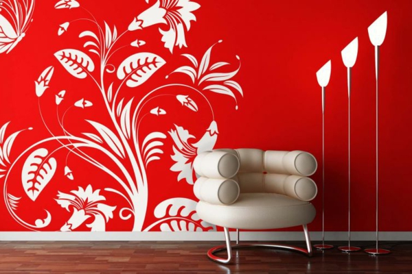 faszinierendes-Design-moderne-und-coole- Wandgestaltung-in-Rot