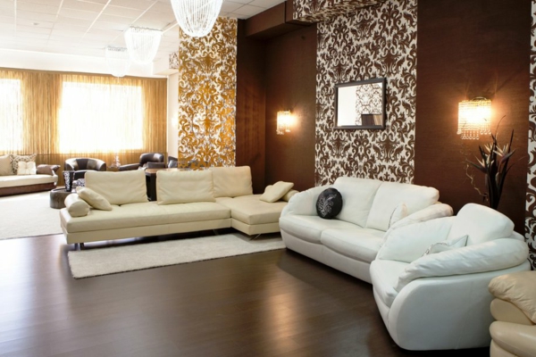 tapeten-farben-ideen-braune-nuancen-im-eleganten-wohnzimmer
