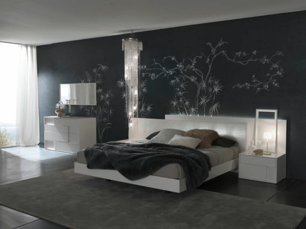 tapeten-farben-ideen-elegantes-schwarzes-schlafzimmer
