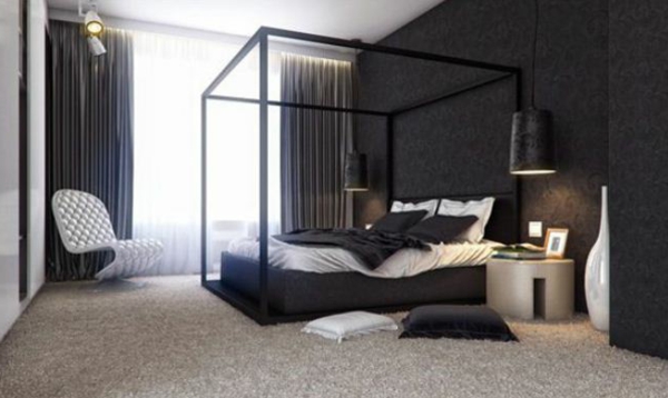 tapeten-farben-ideen-schickes-schlafzimmer-in-schwarz