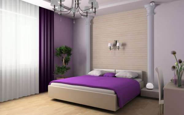 tapeten-farben-ideen-super-schlafzimmer-mit-lila-bett
