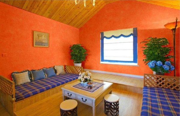tapeten-farben-ideen-wohnzimmer-in-orange-gestalten