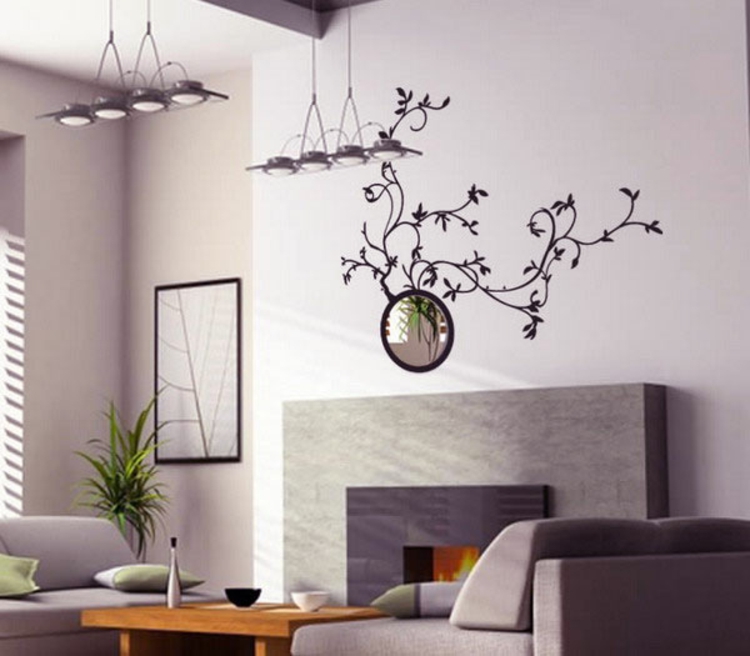 spiegel-wand-pflanzen-muster-wohnzimmer-neu-design-schick-modern