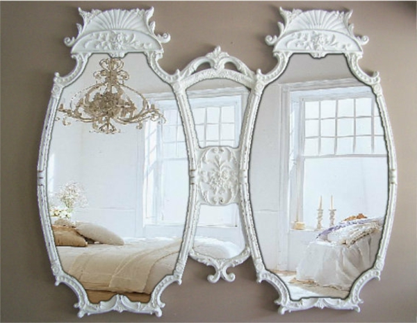 barockspiegel -  zwei verbundene ovalförmige modelle in weiß