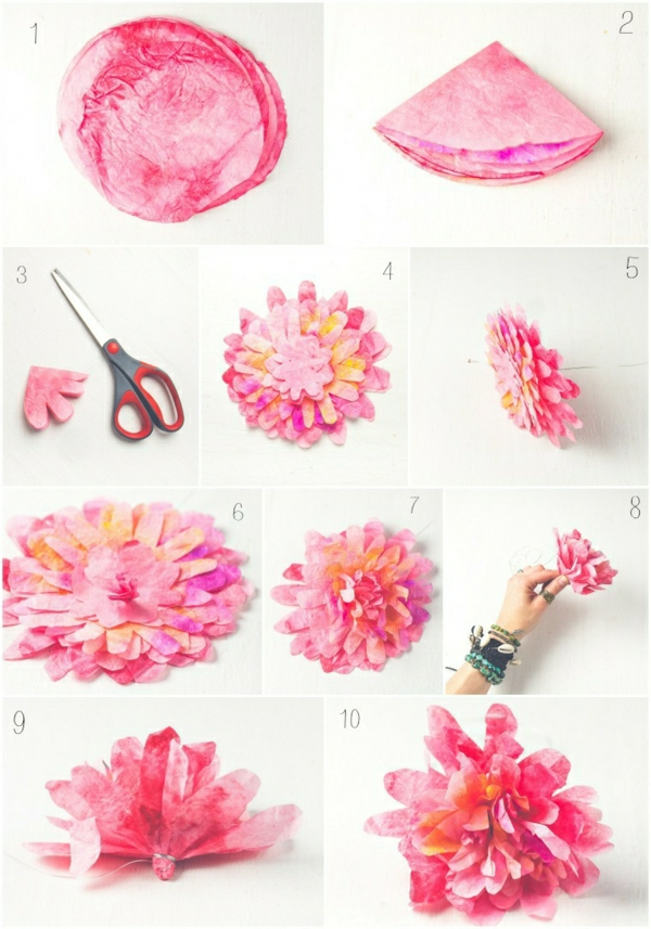 Blumen aus Krepppapier - 52 süße Bilder