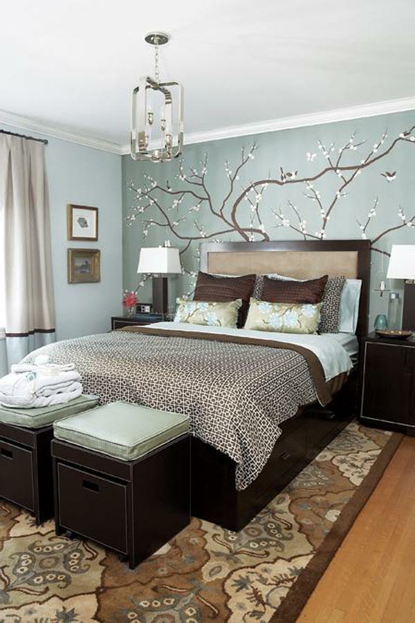 coole-schlafzimmer-deko-blaue-attraktive-wandgestaltung