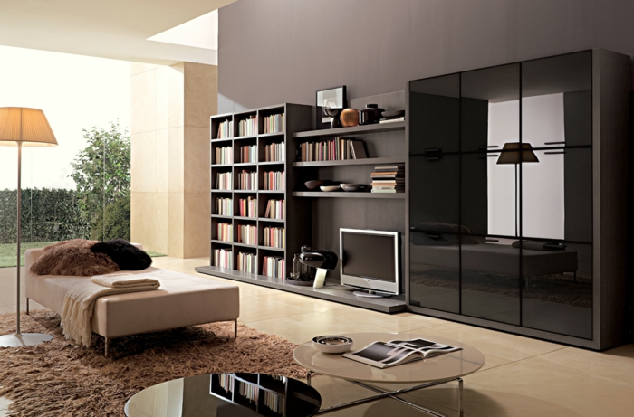 luxus wohnzimmer - mit einem modernen regalsystem