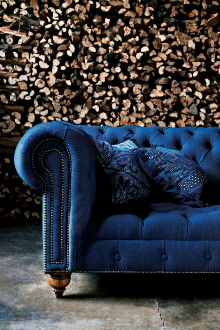 rustik-blaues-Samt-Chesterfield-Sofa
