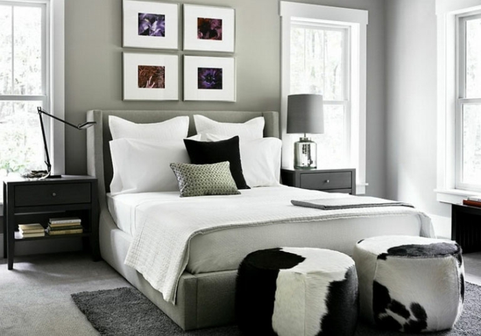 schlafzimmer-in-grau-schwarze-elemente