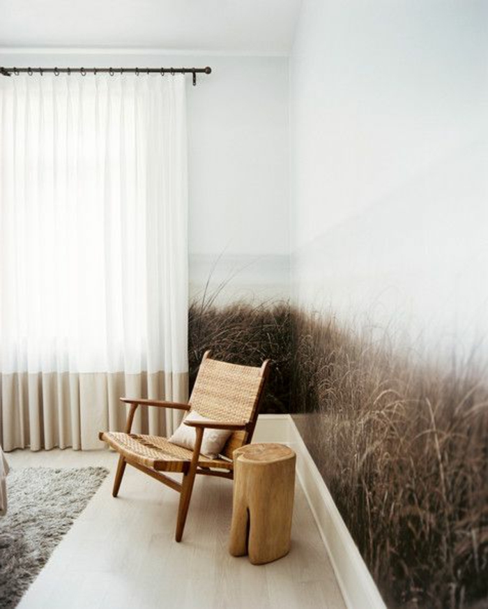 rustikales-minimalistisches-Interieur-Gardinen-Tapeten-ombre-effekt-Feld-Bild