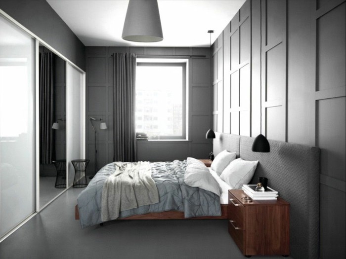 wandfarbe-grau-sehr-elegante-gestaltung-von-schlafzimmer