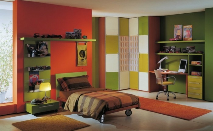 wandgestaltung-mit-farbe-rotes-schlafzimmer-mit-einem-modernen-design