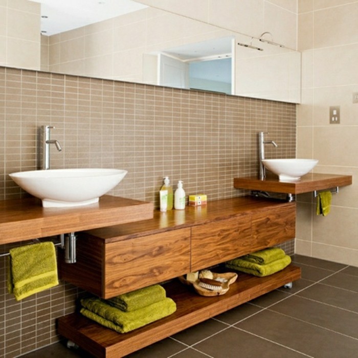 Waschtisch-Holzplatte-massiv-und holz-badezimmer-wandschrank