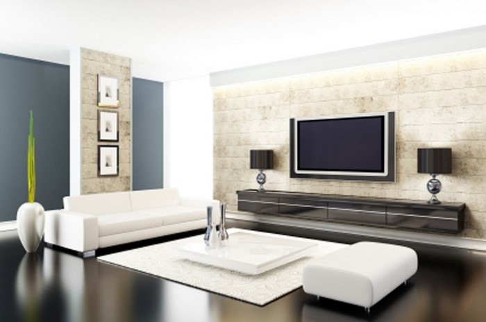Wohnzimmer-gestalten-weisse-Sofas-schwarze-Schraenke