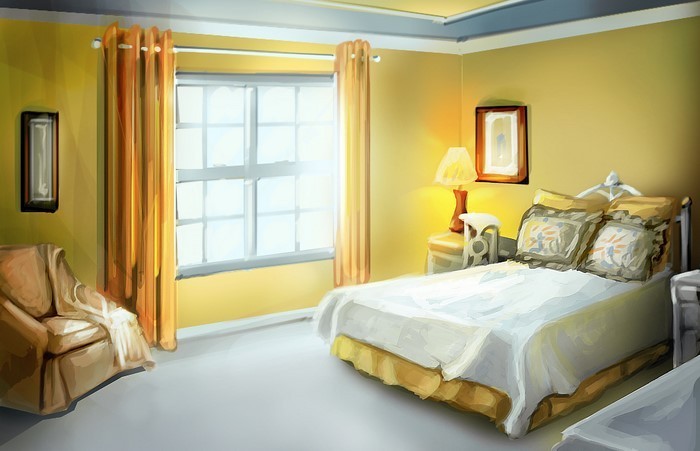 Schlafzimmer-farblich-gestalten-mit-Gelb-Eine-auffällige-Dekoration