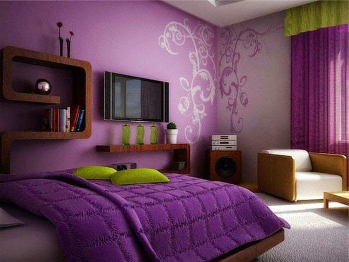 Schlafzimmer-lila-Eine-auffällige-Ausstattung