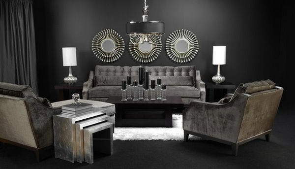 Luxus Nest Tisch und Deko Elemente im eleganten Wohnzimmer