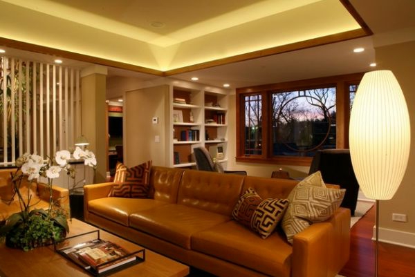 Modisches Sofa Design und schlichte Beleuchtung für ein super schönes Wohnzimmer