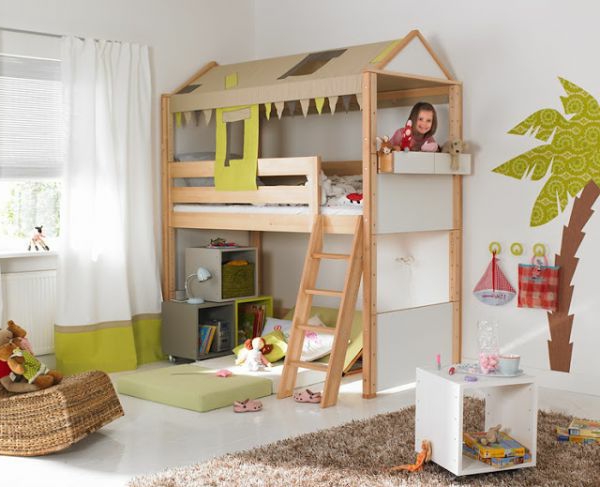 Hochbett Design wie ein Haus- schöne Dekoration im Kinderzimmer