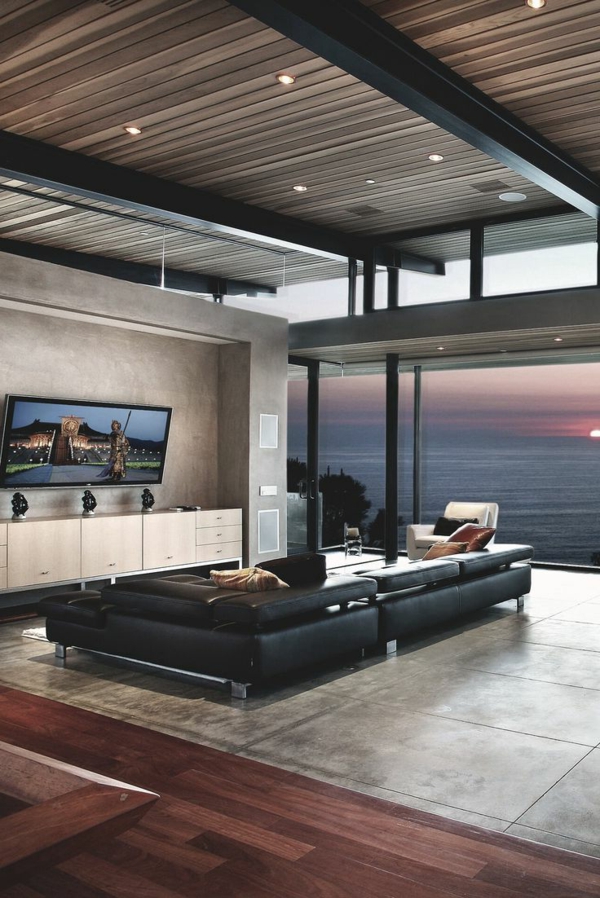 Schlichte Beleuchtung im luxus Wohnzimmer- interessantes Design