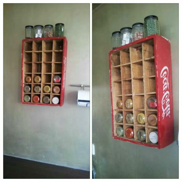 idee für gewürzaufbewahrung - coca cola kasten