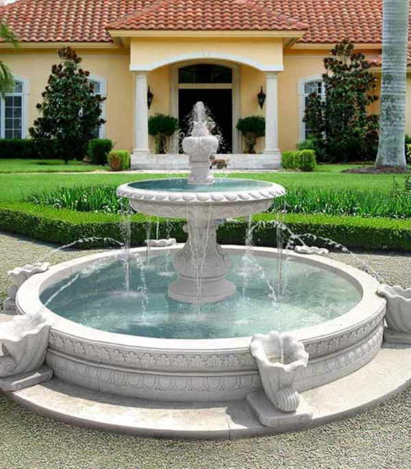 luxus wasserbrunnen auf drei etagen im garten - herrenhaus gestalten