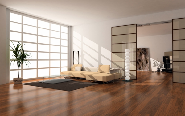 riesiges wohnzimmer modern einrichten - luxus couch und extarvagante türe