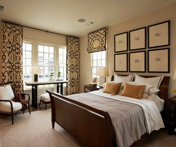 Schöne dekorative Vorhänge im luxus Schlafzimmer