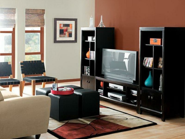 wände schön gestalten - wohnzimmer mit schönen farben und eleganten möbeln