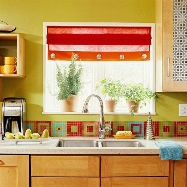 Fliesenlack-und-Fliesenfarben-küche-spüle- küchenspiegel mit bunten fliesen