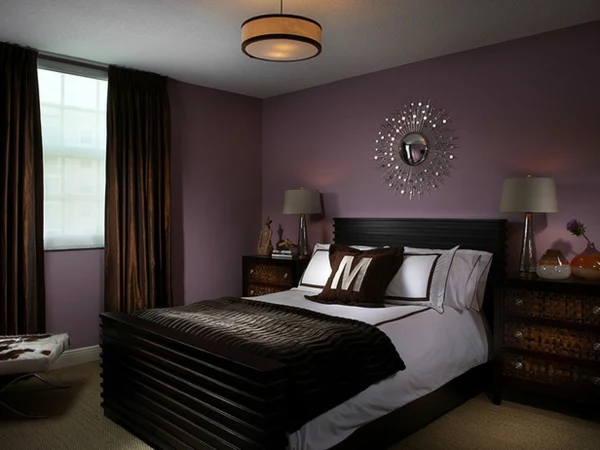 Violett-und-braun-Schlaffzimmer Wandfarben Idee