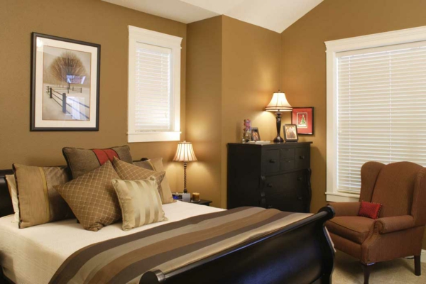 beige-schlafzimmer-modern-gestalten ockra farbe