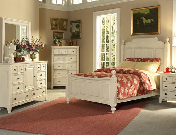 gemütliches-schlafzimmer-im-landhausstil - mit möbeln in weiß