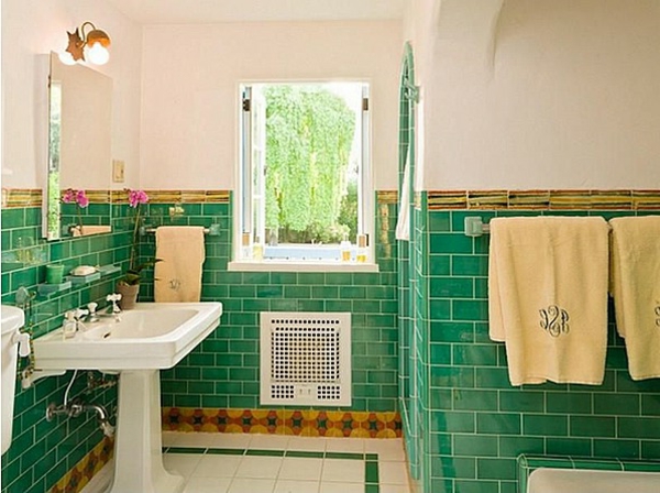 grüne-bad-fliesen-ideen-fürs-badezimmer- interessante gestaltung
