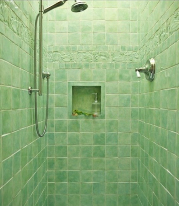 grüne-duschkabine- moderne bad fliesen ideen