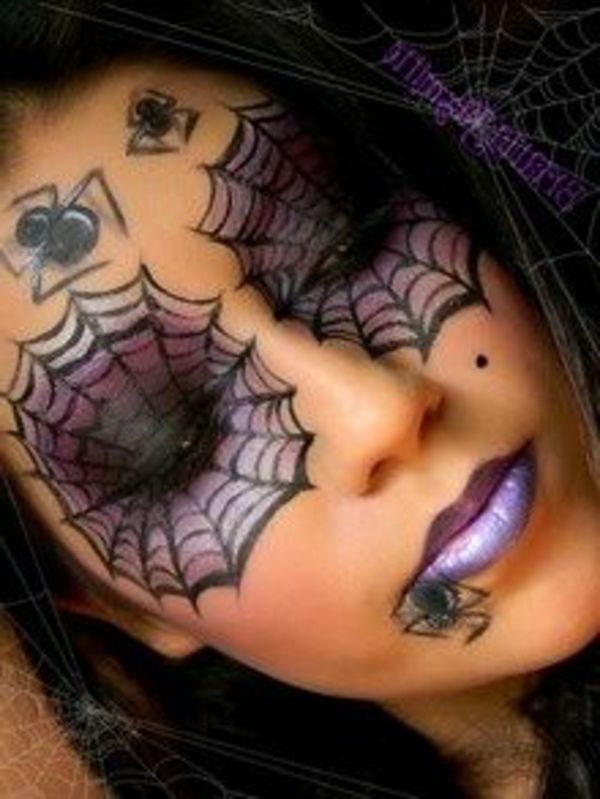 halloween-gesichter-schminken-schöne-frau- spinnen