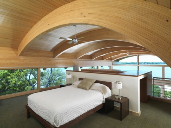 kleines-schlafzimmer-modern-ausstatten- extravagantes dach