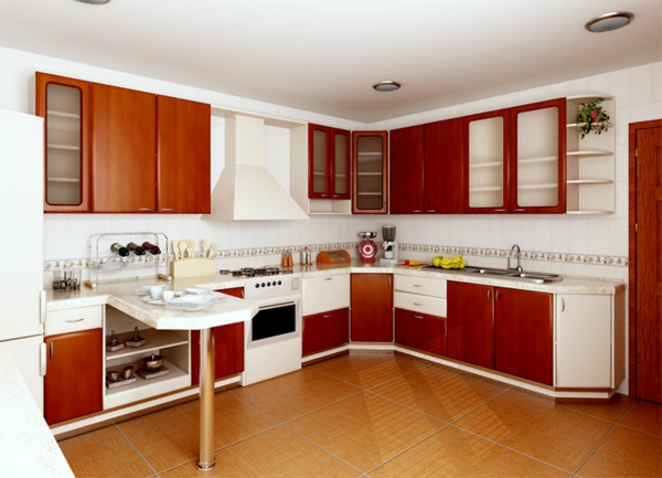 küche-in-weiß-und-rot-moderne-kombination- schöne raumgestaltung