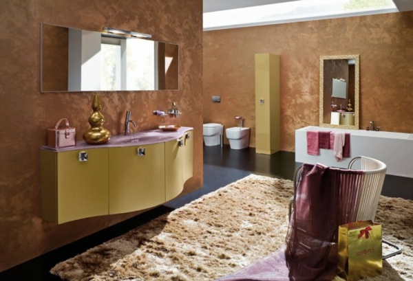 luxuriöses-badezimmer-braune-farbe, schöne atmosphäre