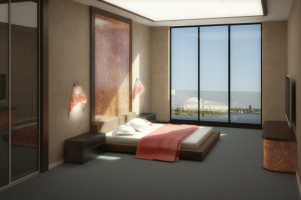 modernes-wohnen-schlafzimmer-ausstatten- glaswand